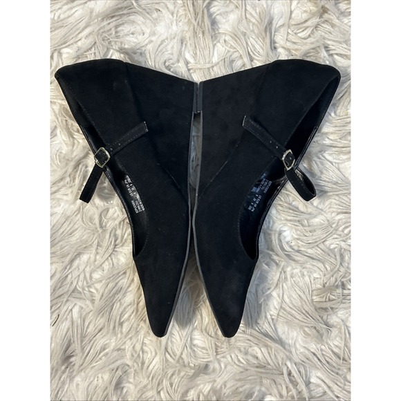 Dream Pairs Black Suede Velvet Mary Jane Wedges Pointed Toe Size 8 Shoes - Picture 8 of 13